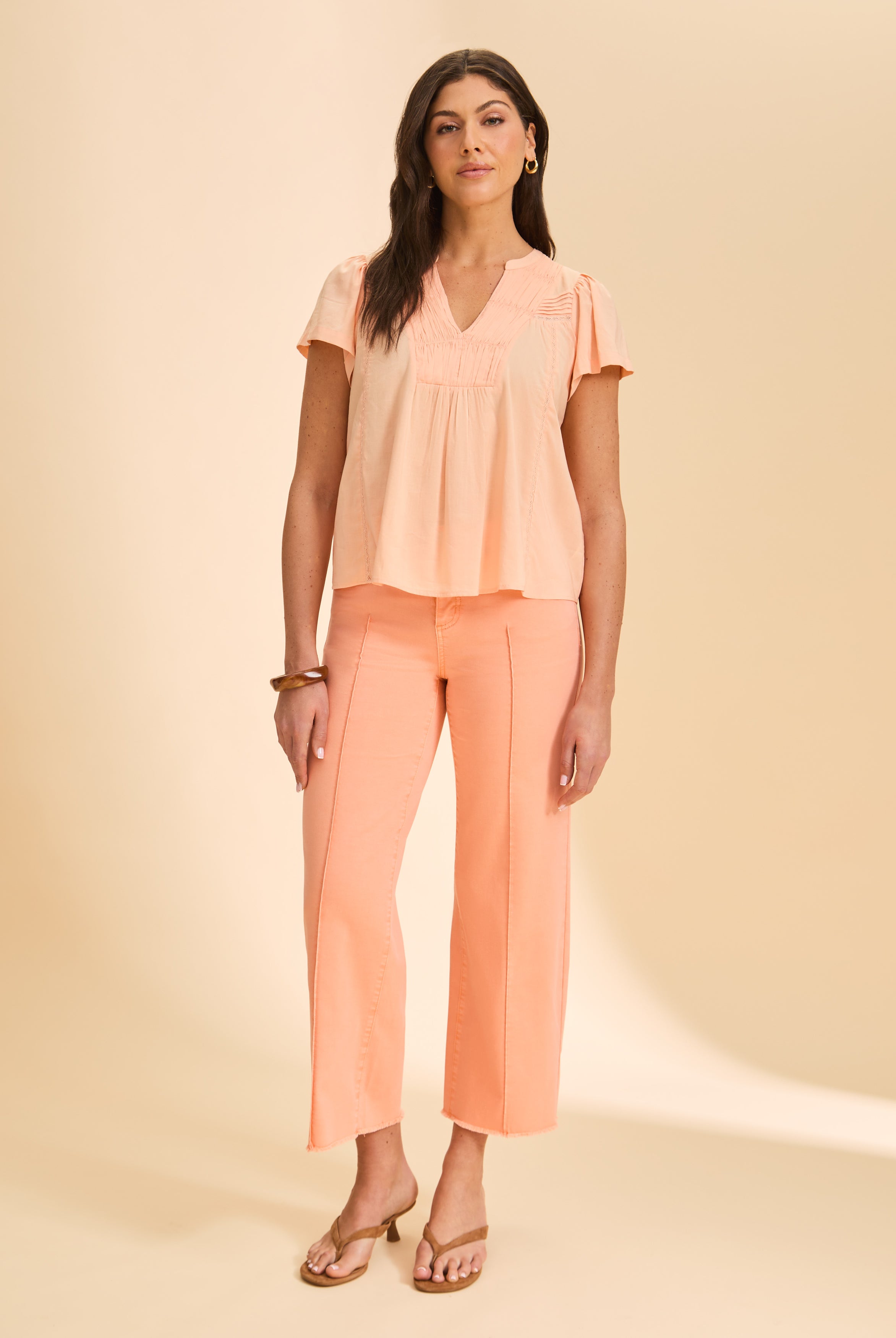 Peach top with matching pants full view by French Dressing Jeans (FDJ)