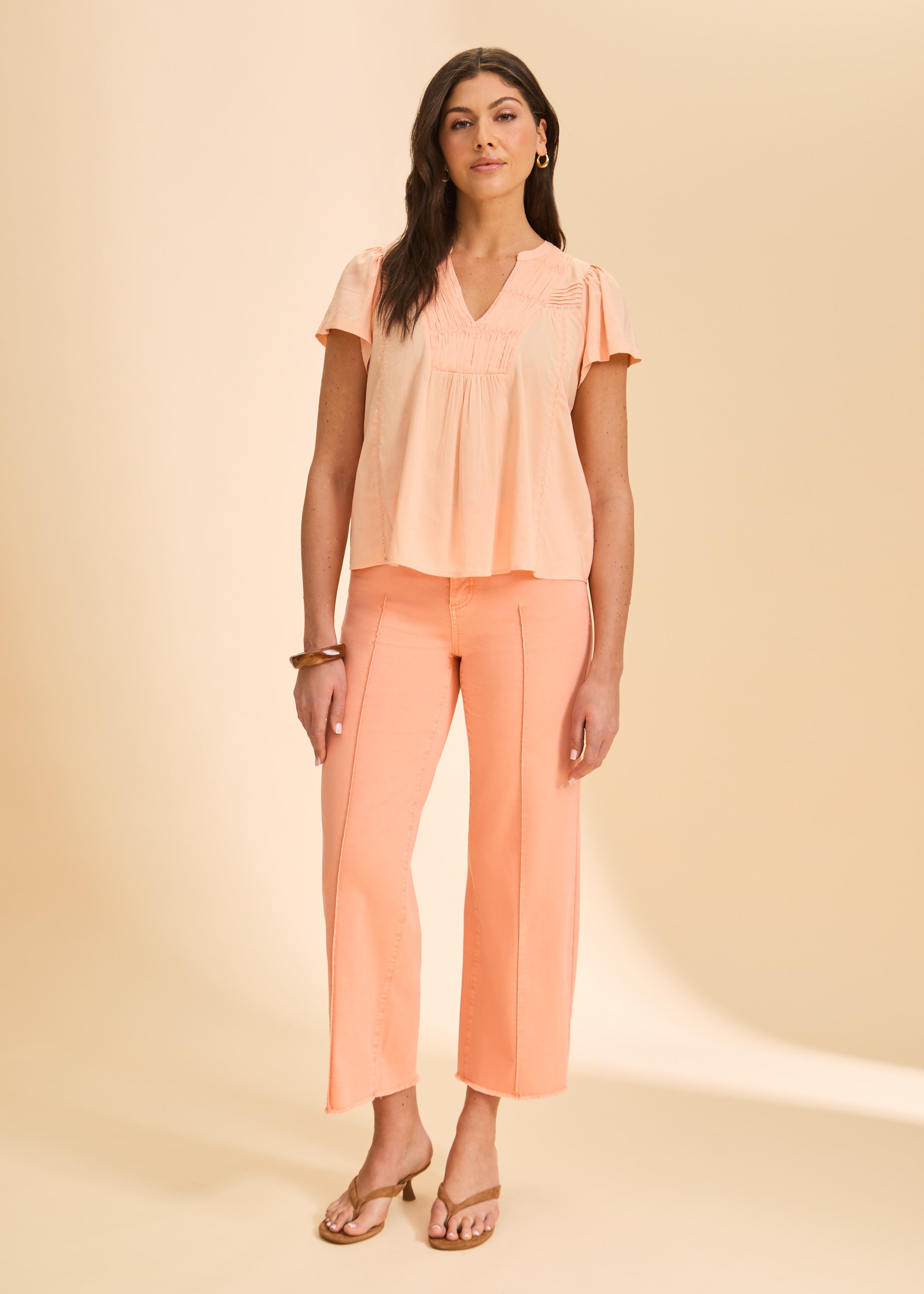 Peach top with matching pants full view by French Dressing Jeans (FDJ)