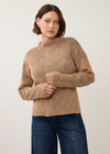 Front view of tan long sleeve top with patterned texture by French Dressing Jeans (FDJ)