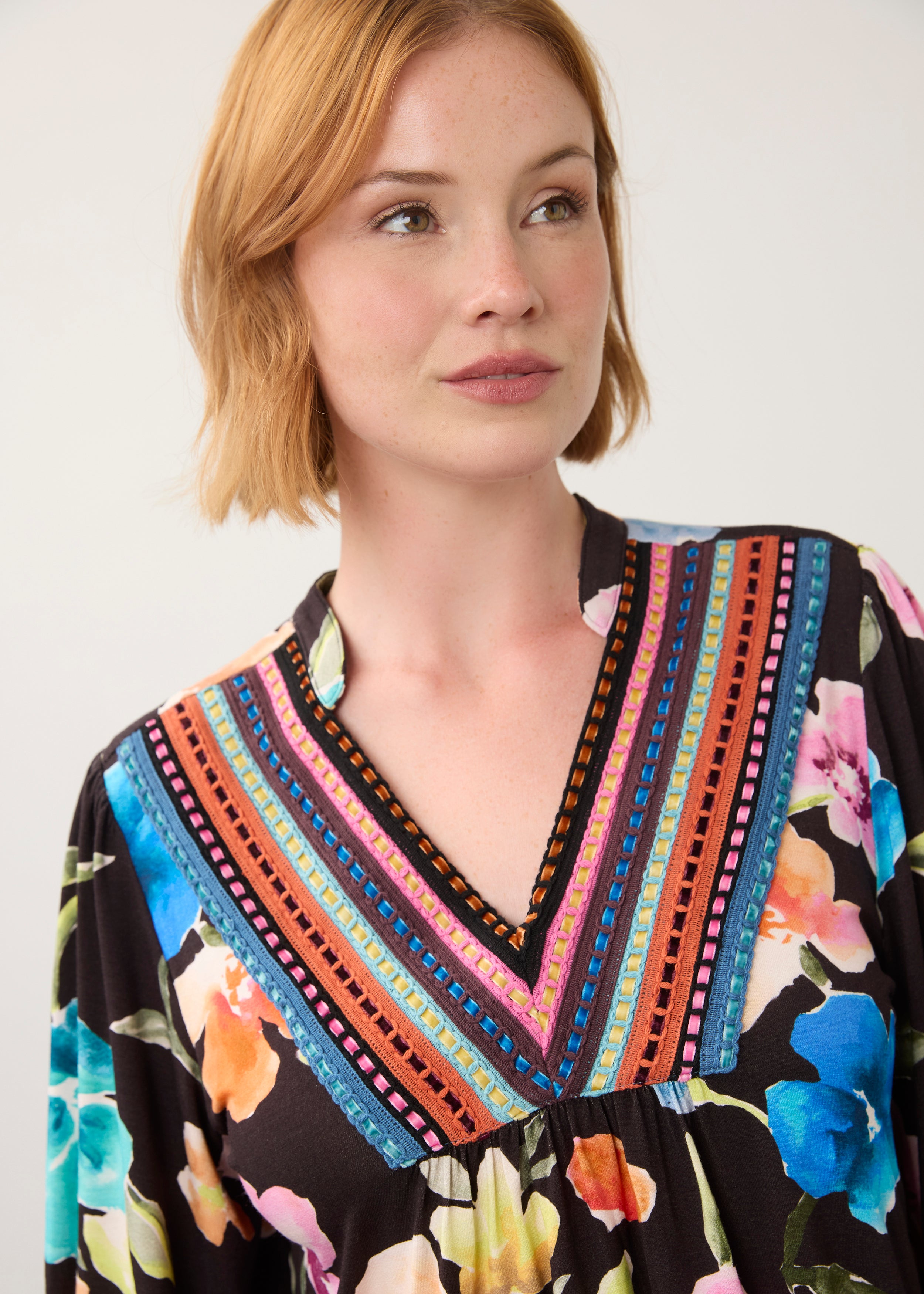 Rebe 3/4 Sleeve Embellished Top, Rebecca Floral image 3 by French Dressing Jeans (FDJ)