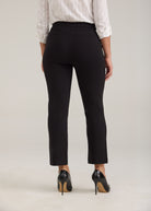 Back view of black ankle pants featuring fake back welt pockets by French Dressing Jeans (FDJ)