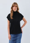 Ottoman Cap Sleeve Sweater, Black