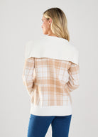 LONG SLEEVE PLAID HALF ZIP SWEATER