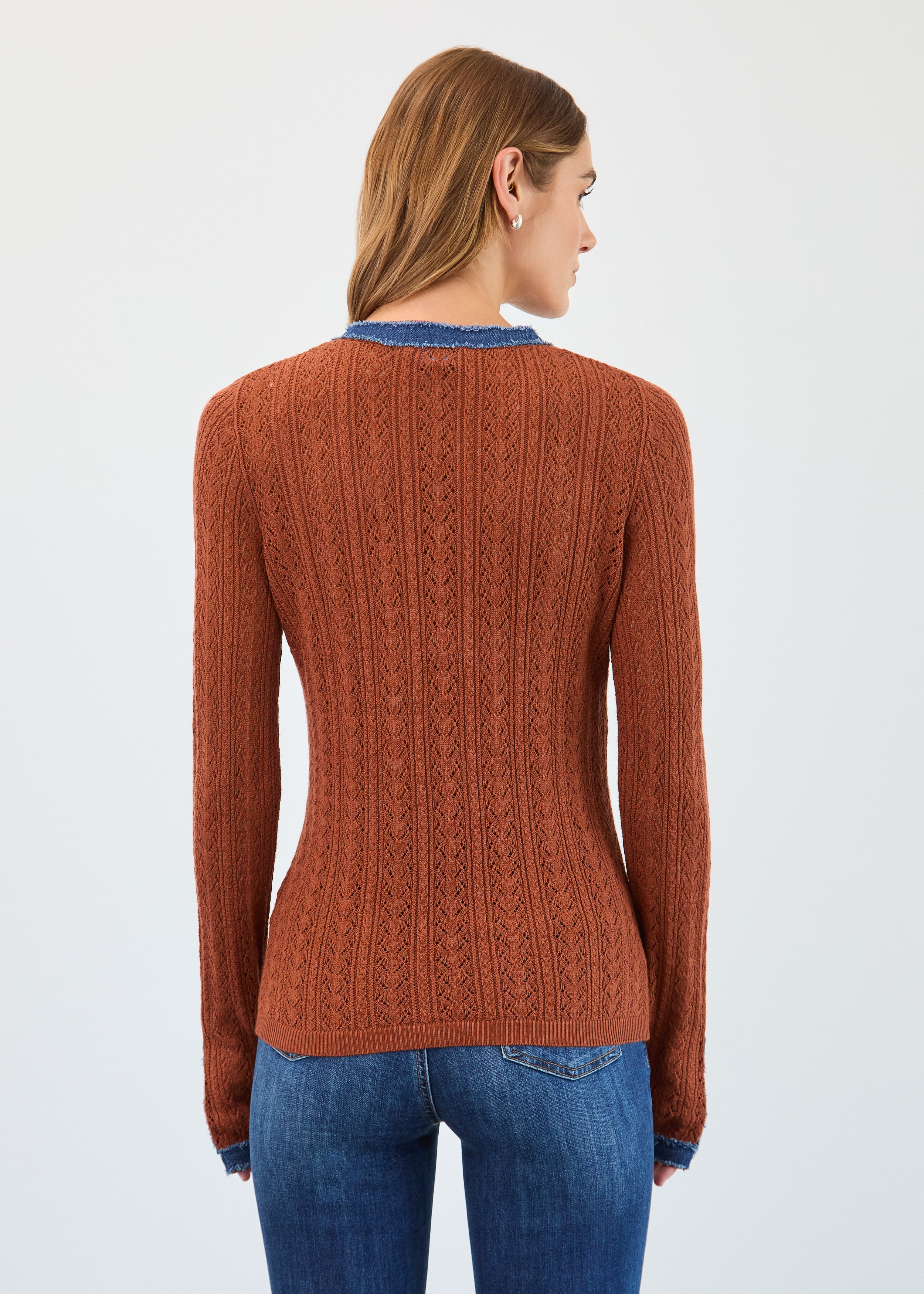 Pointelle fine gauge sweater