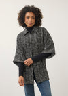 Veste poncho en tweed, noir/ivoire