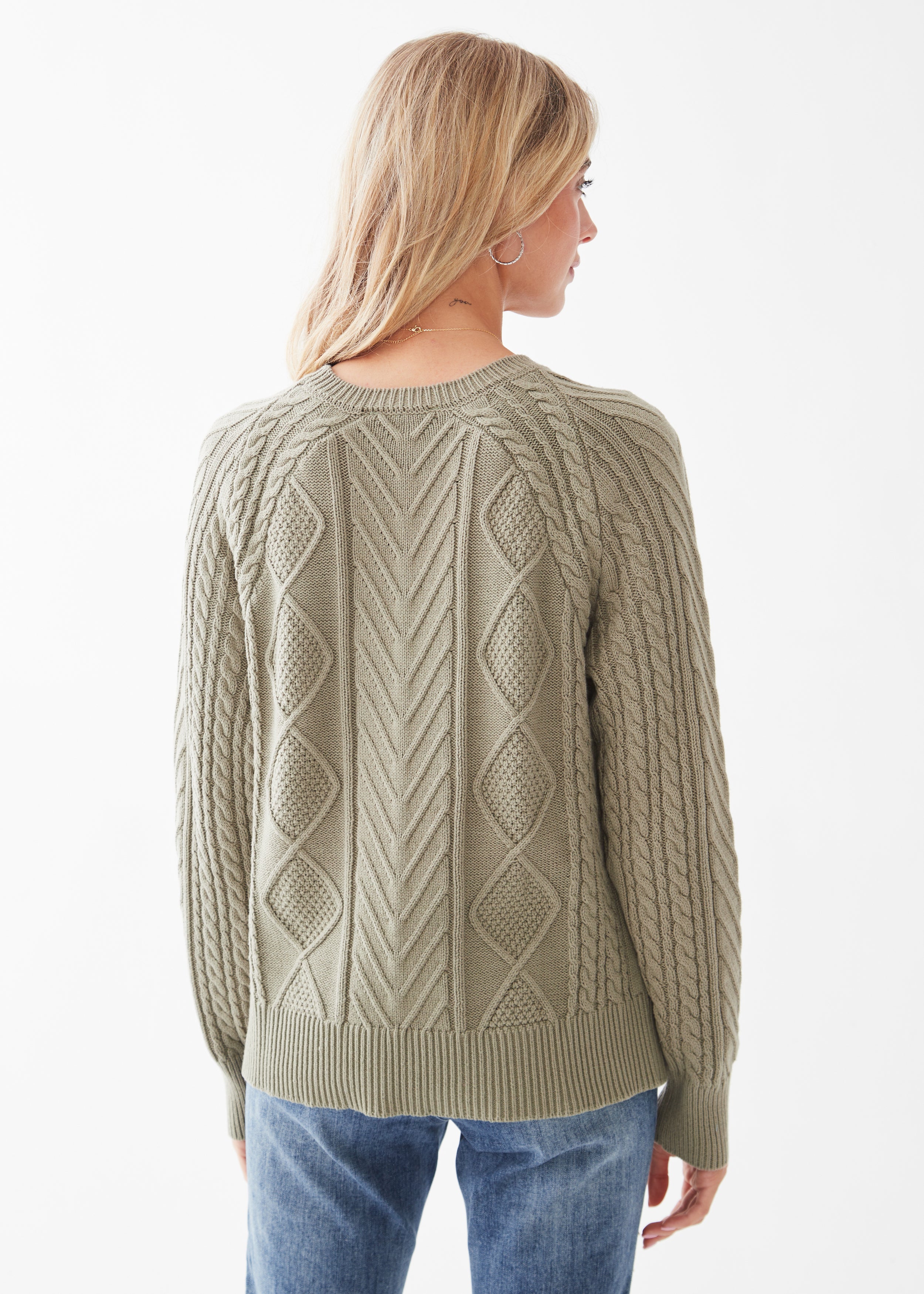 A-LINE CABLE RAGLAN SWEATER