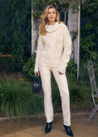 Cabled cowl neck sweater