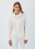 Cabled cowl neck sweater