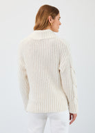 Cabled cowl neck sweater
