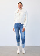 Detachable collar sweater bomber