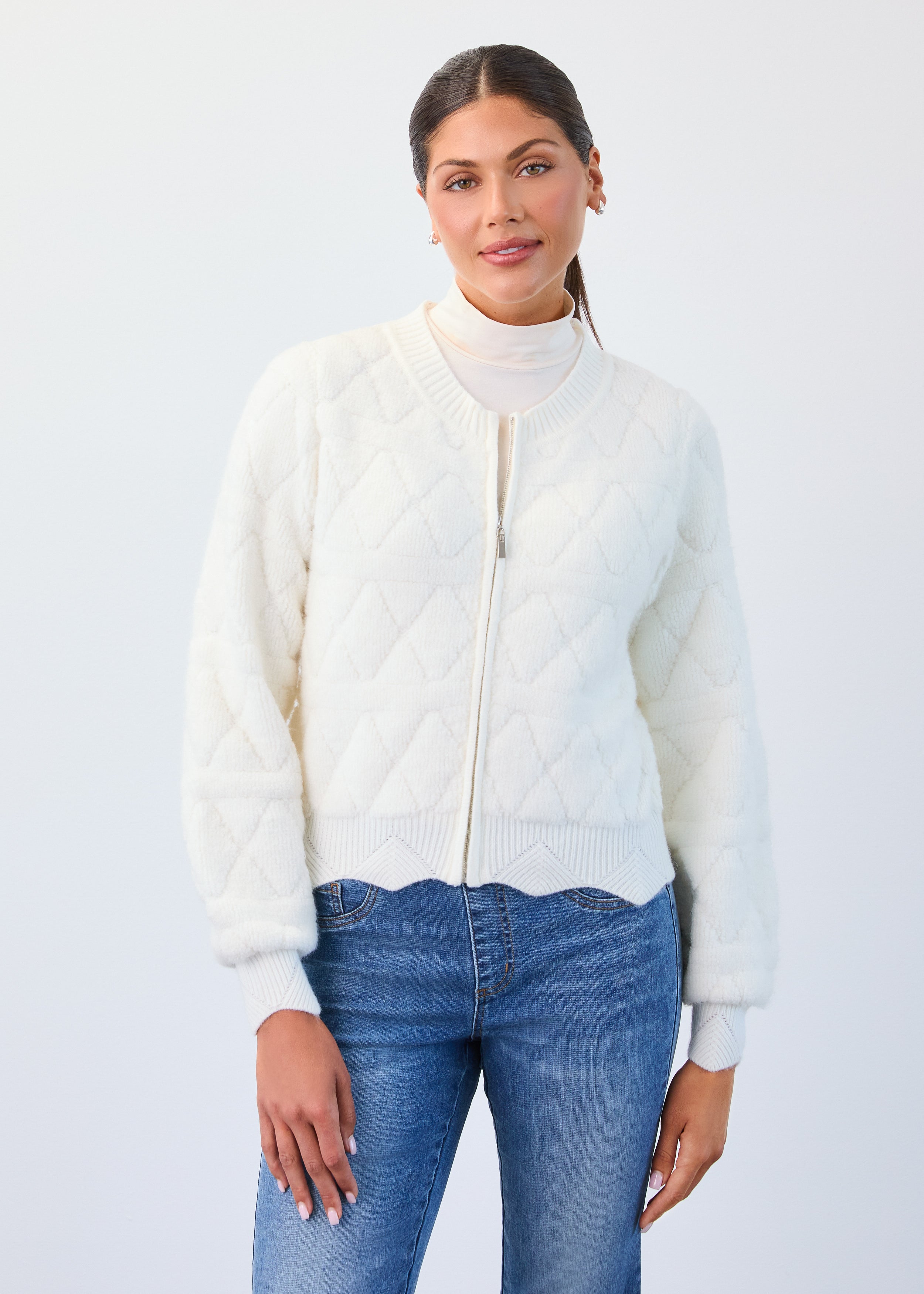 Detachable collar sweater bomber