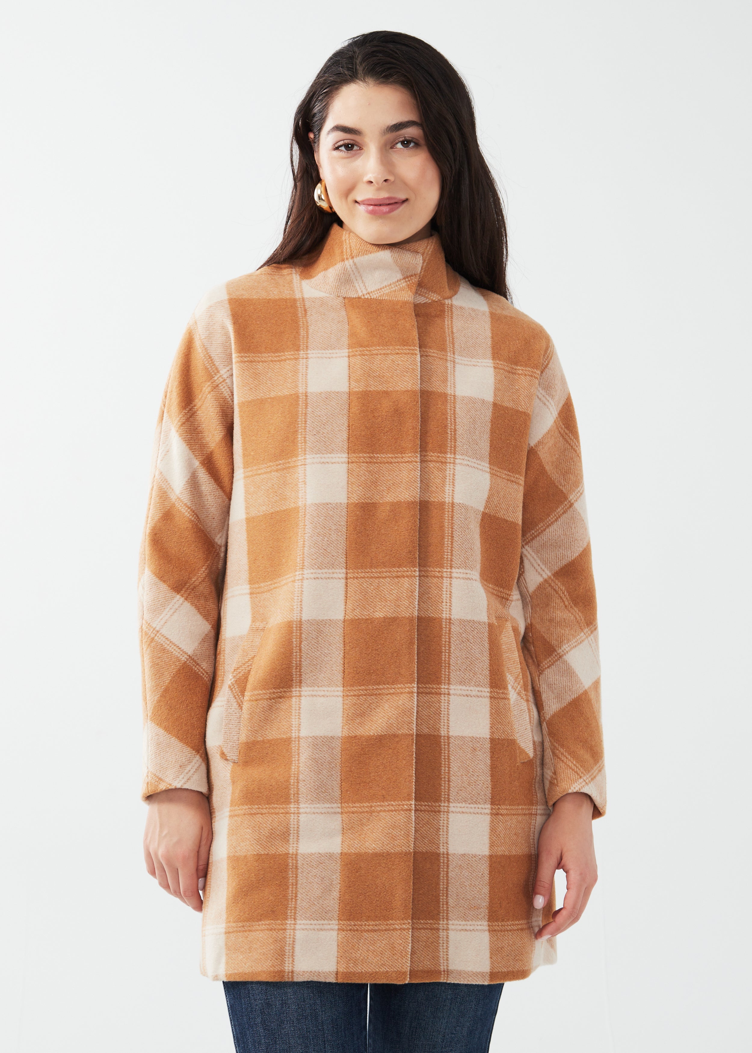 Plaid cocoon coat shop