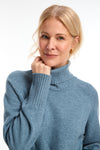 Long-Sleeve Cowl Neck Sweater, Blue