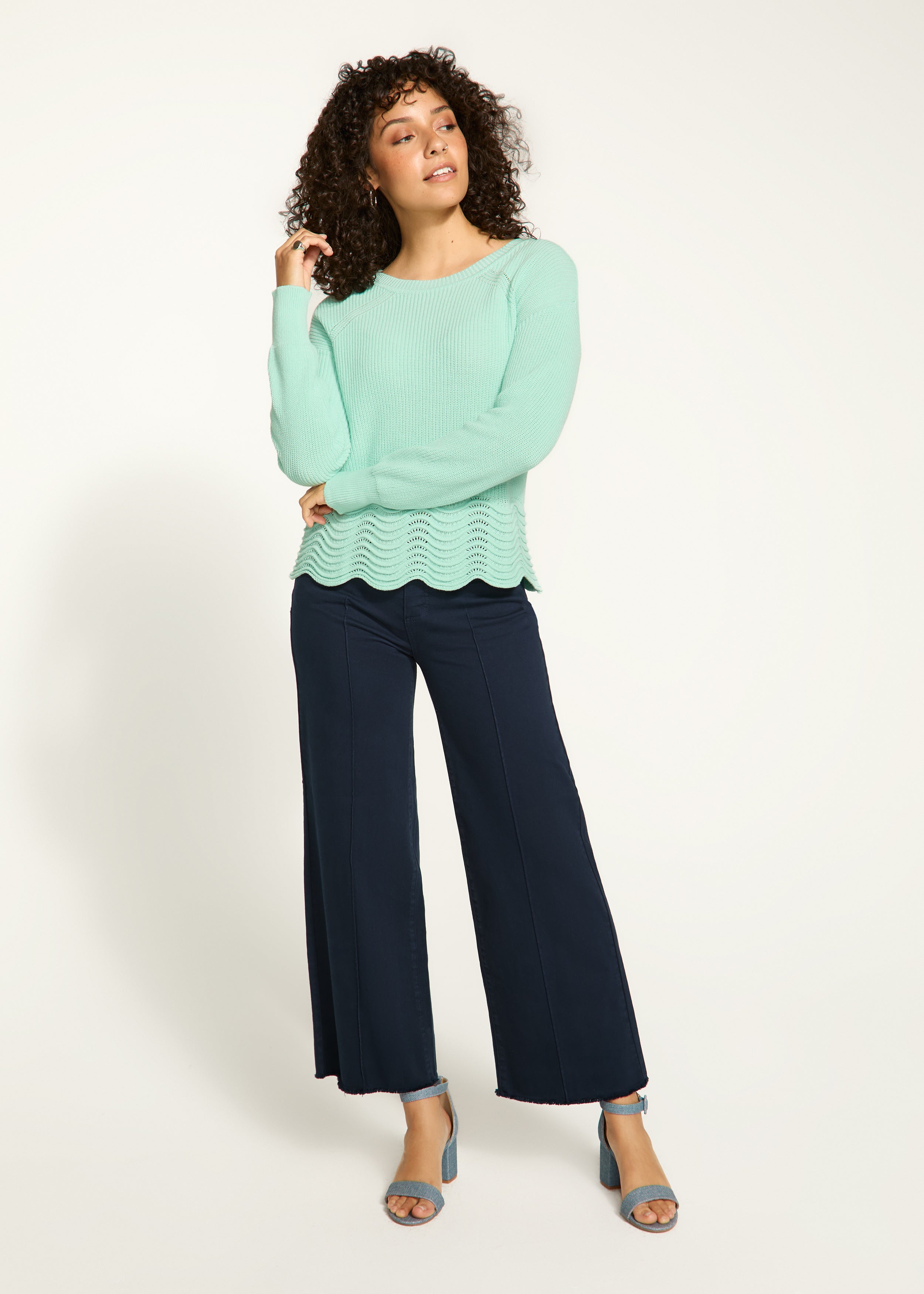 Scalloped hem sweater