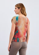 Cap sleeve printed sweater