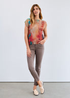 Cap sleeve printed sweater