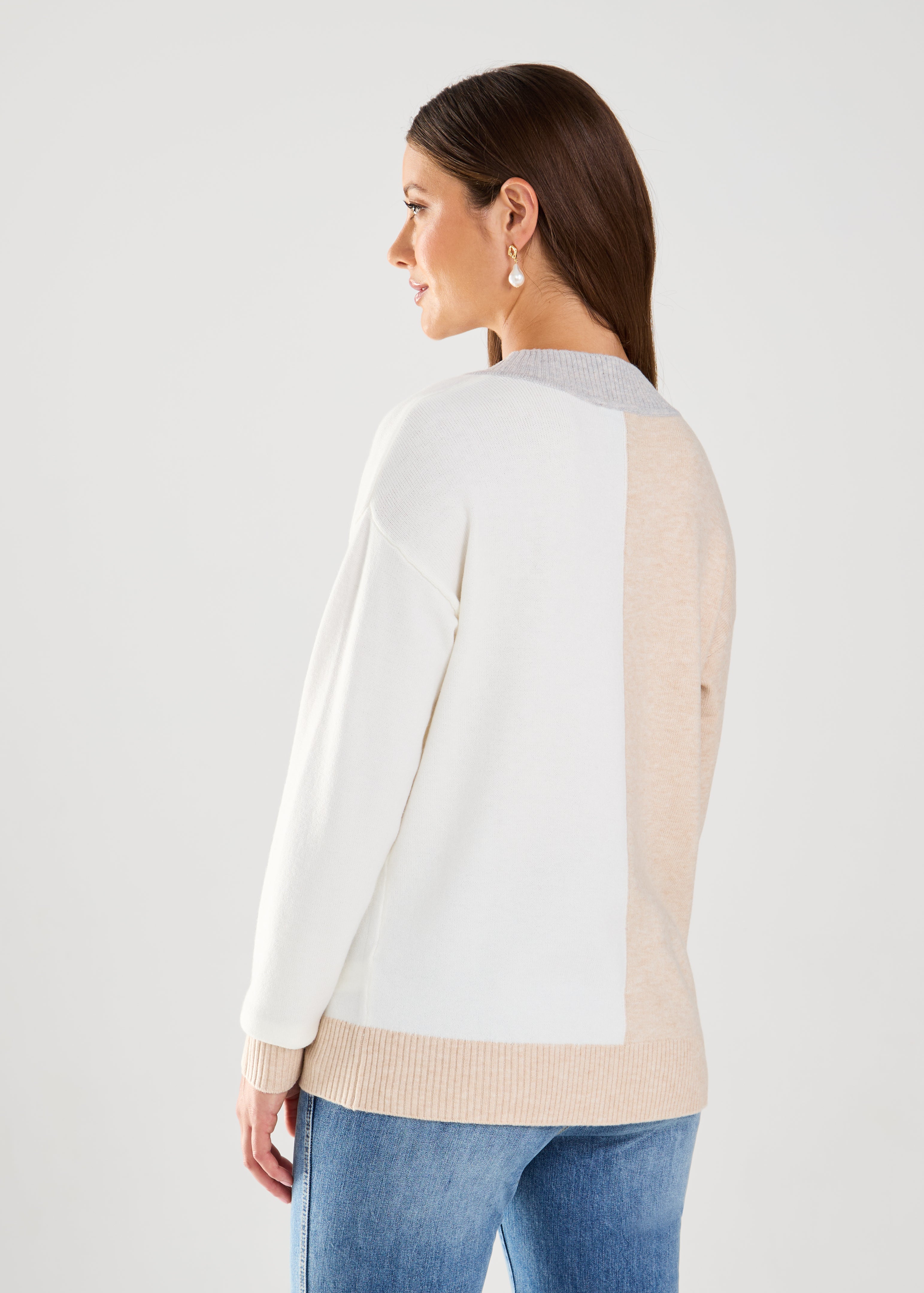 LONG SLEEVE COLOR BLOCK SWEATER