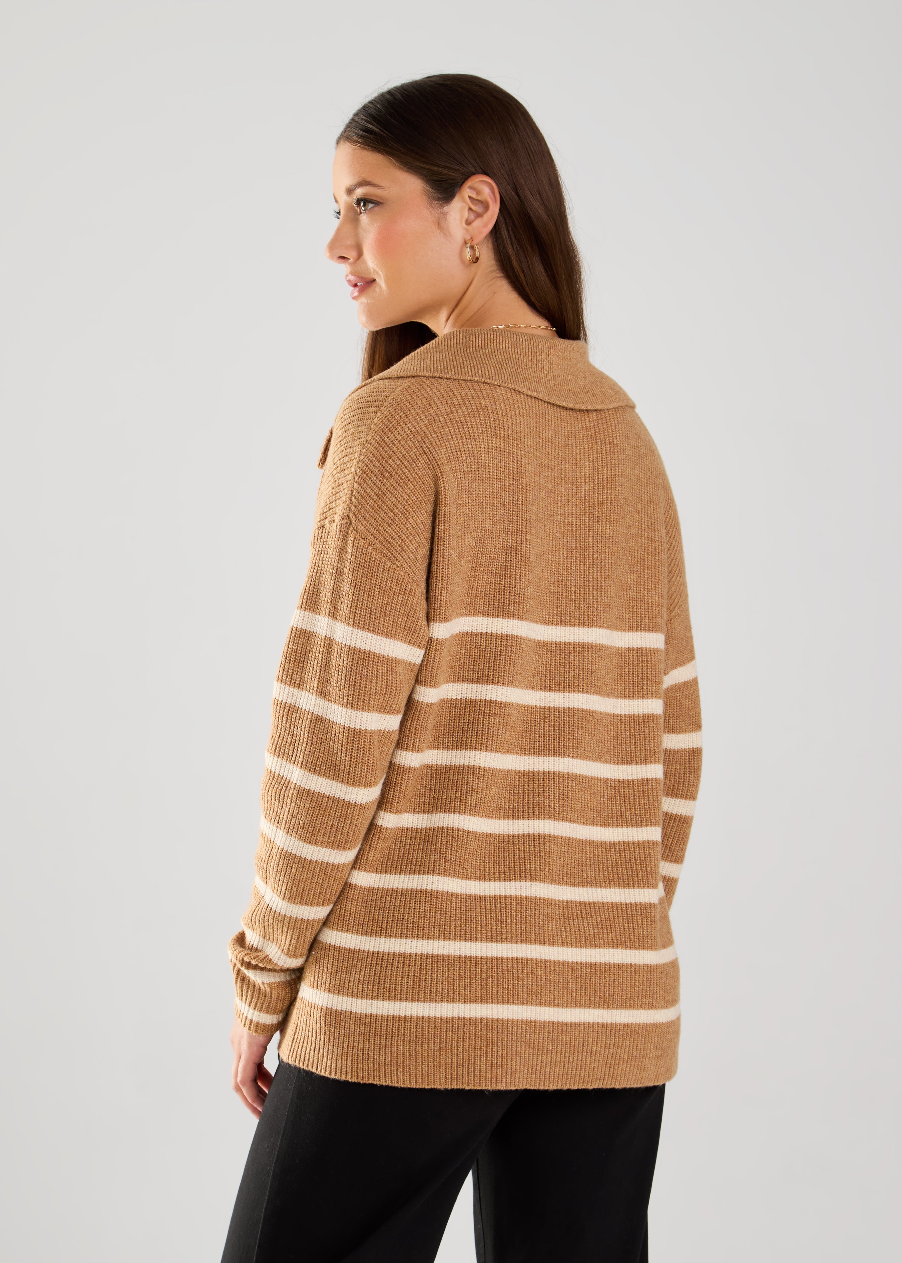 COLLARED STRIPE SWEATER