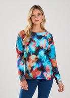 PRINTED BOAT NECK TOP