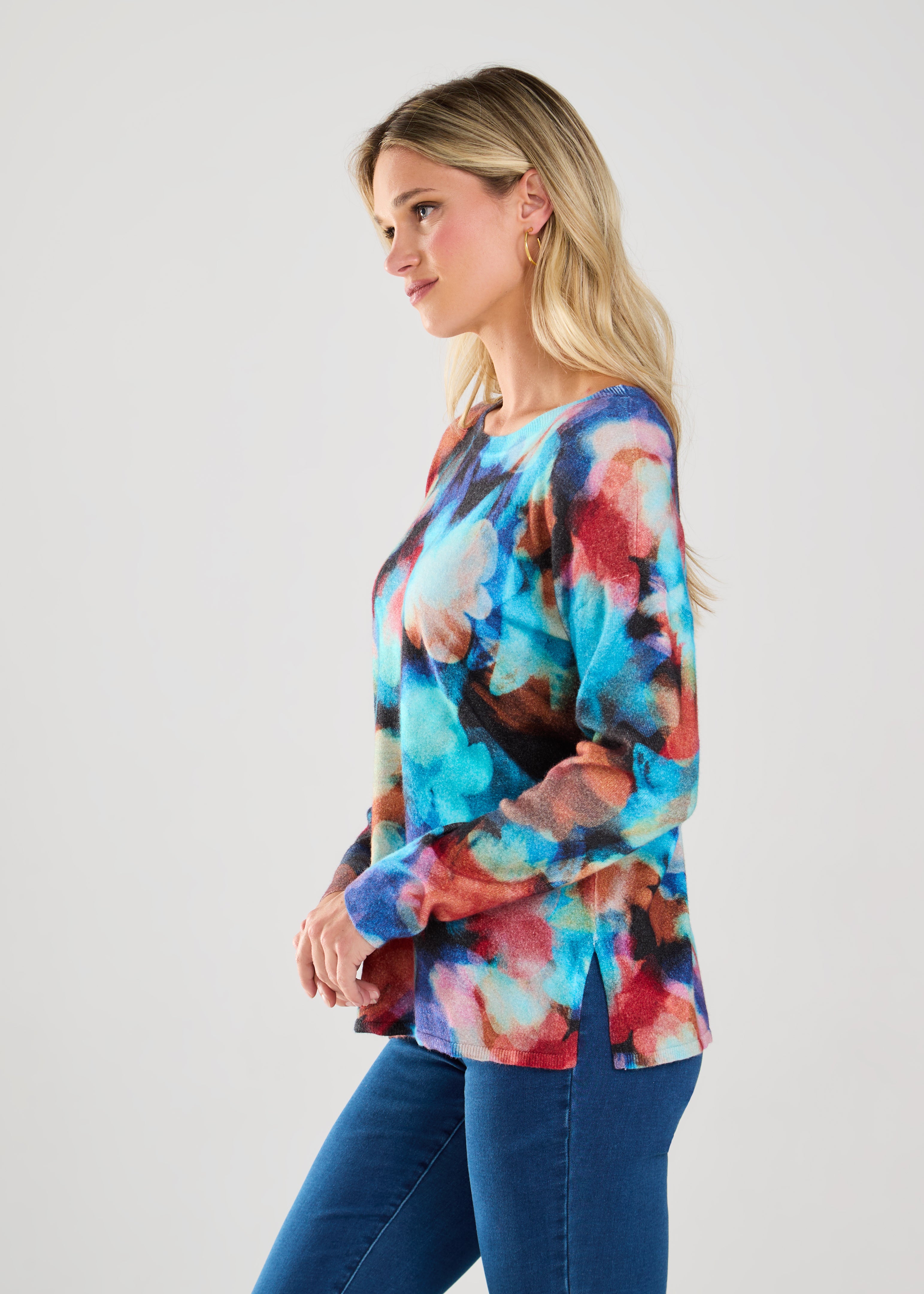 PRINTED BOAT NECK TOP