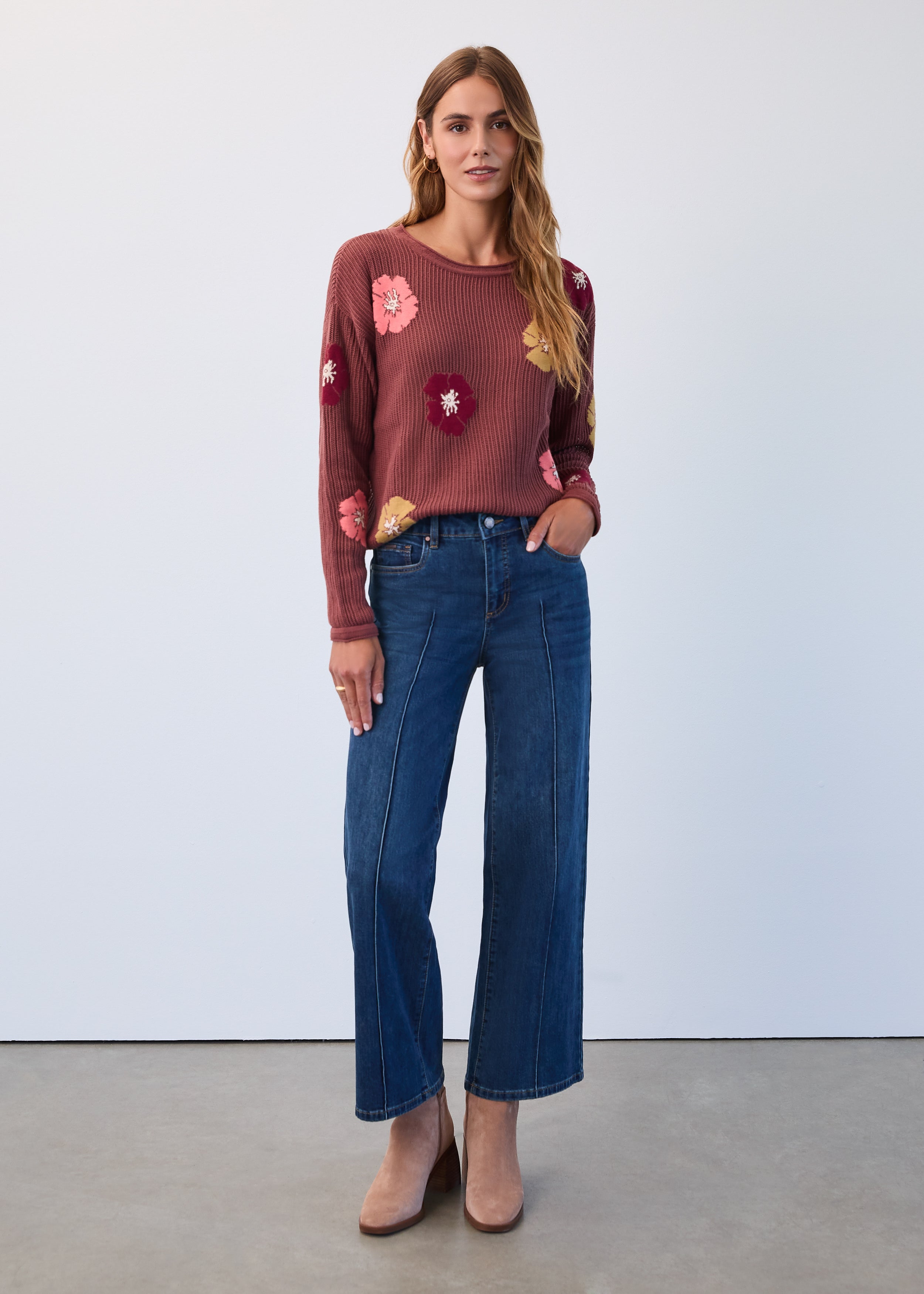 Floral intarsia sweater