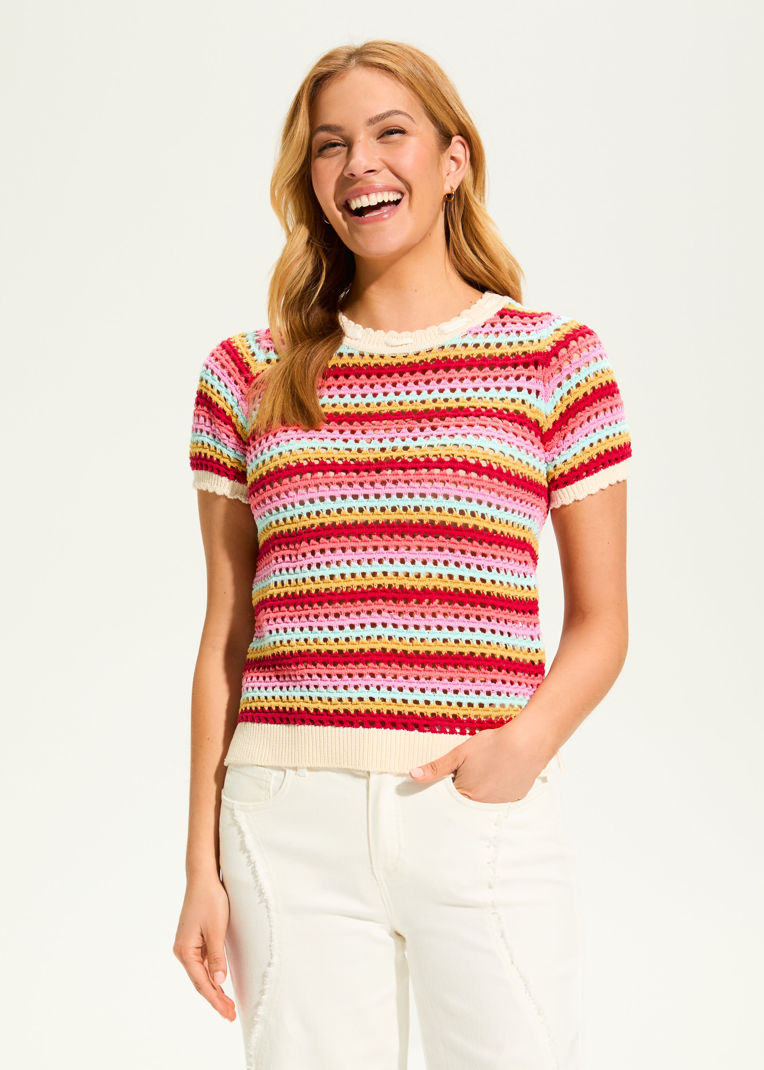 Crochet Knit Top, Multi Stripe – French Dressing Jeans Inc.