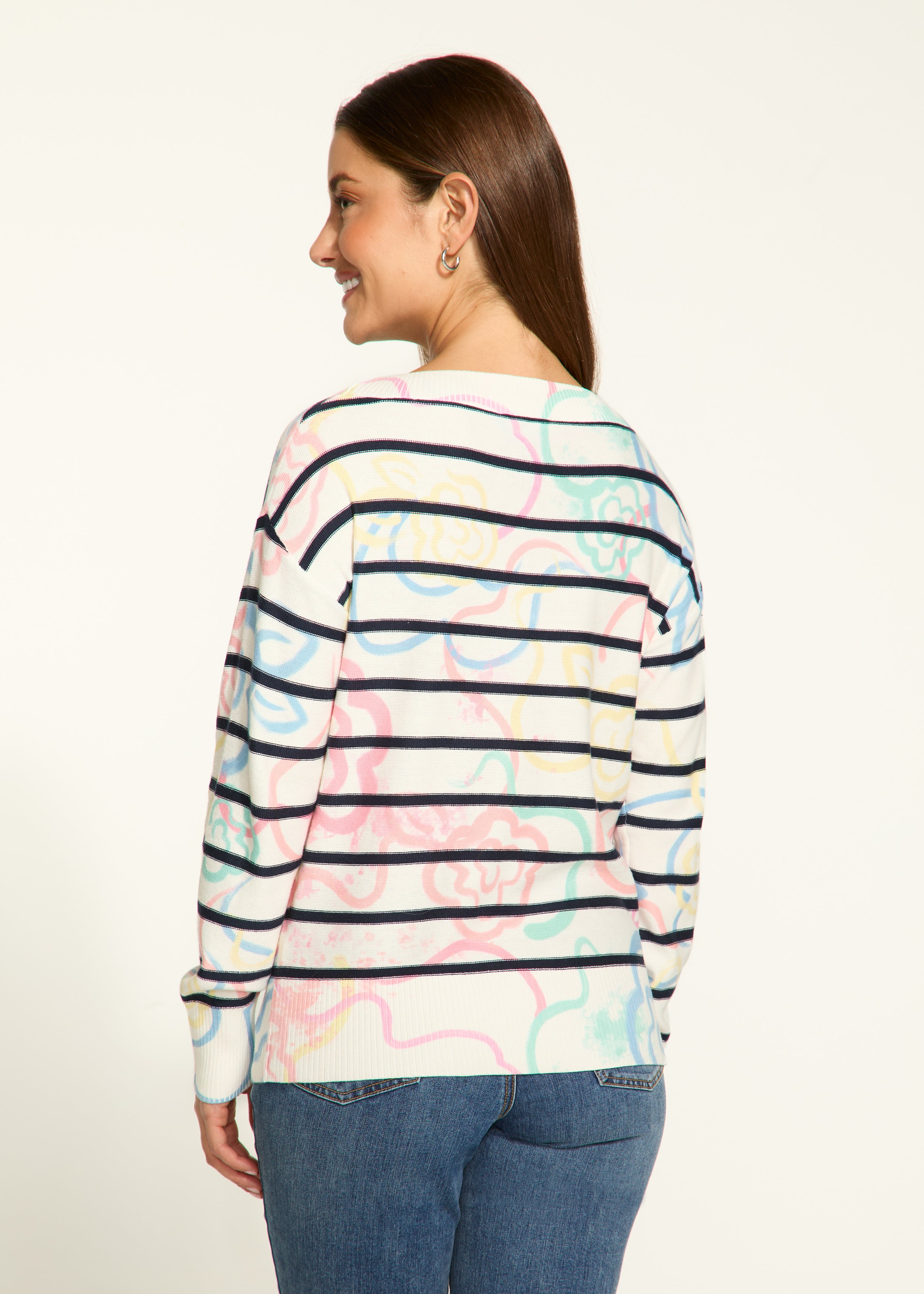 Boatneck printed sweater