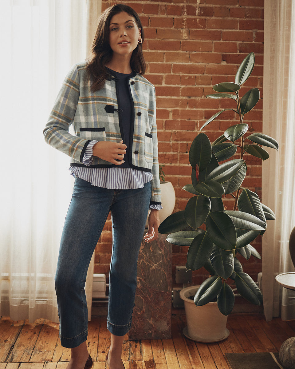 Colarless Plaid Jacket, Hamlet Plaid – French Dressing Jeans Inc.