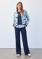 plaid collarless jacket