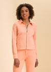 Peach jacket front view with zip and welt pockets by French Dressing Jeans (FDJ)