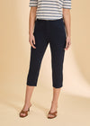 Close-up front view of navy cropped jeans, highlighting sleek fit by French Dressing Jeans (FDJ)