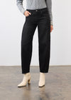 Front view of black denim highlighting front pockets and mid-rise fit by French Dressing Jeans (FDJ)