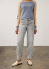 Front view of lighter blue Olivia denim showing pintuck seams and front pockets by French Dressing Jeans (FDJ) par French Dressing Jeans (FDJ)