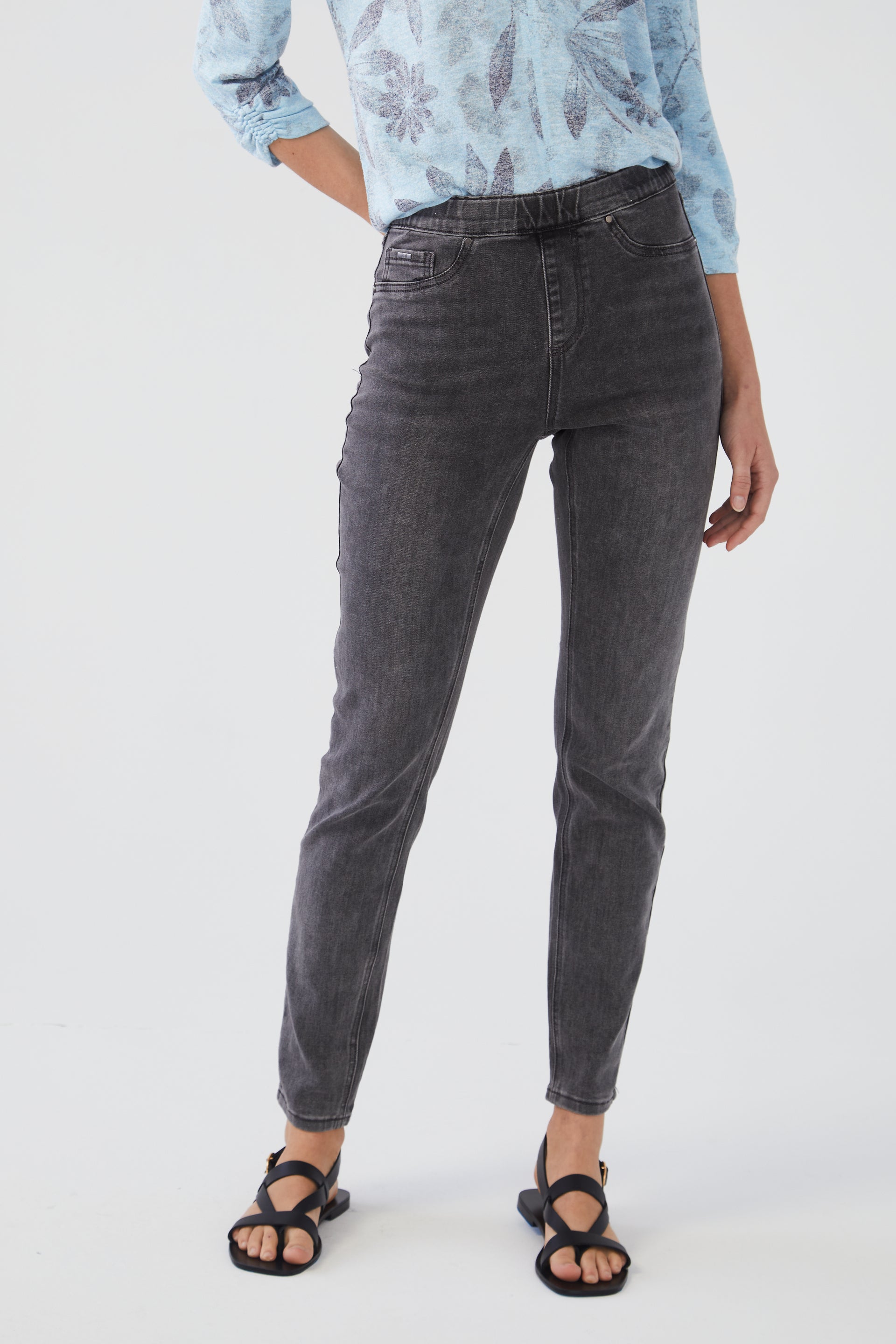 Pull on slim leg jeans sales