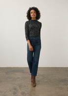 Full body view of dark wash denim pants showing relaxed fit and high-rise waist by French Dressing Jeans (FDJ) par French Dressing Jeans (FDJ)