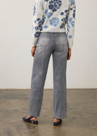 Back view of blue Olivia denim featuring back patch pockets and wide leg design by French Dressing Jeans (FDJ) par French Dressing Jeans (FDJ)