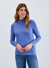 Haut manche longue col montant, bleuet