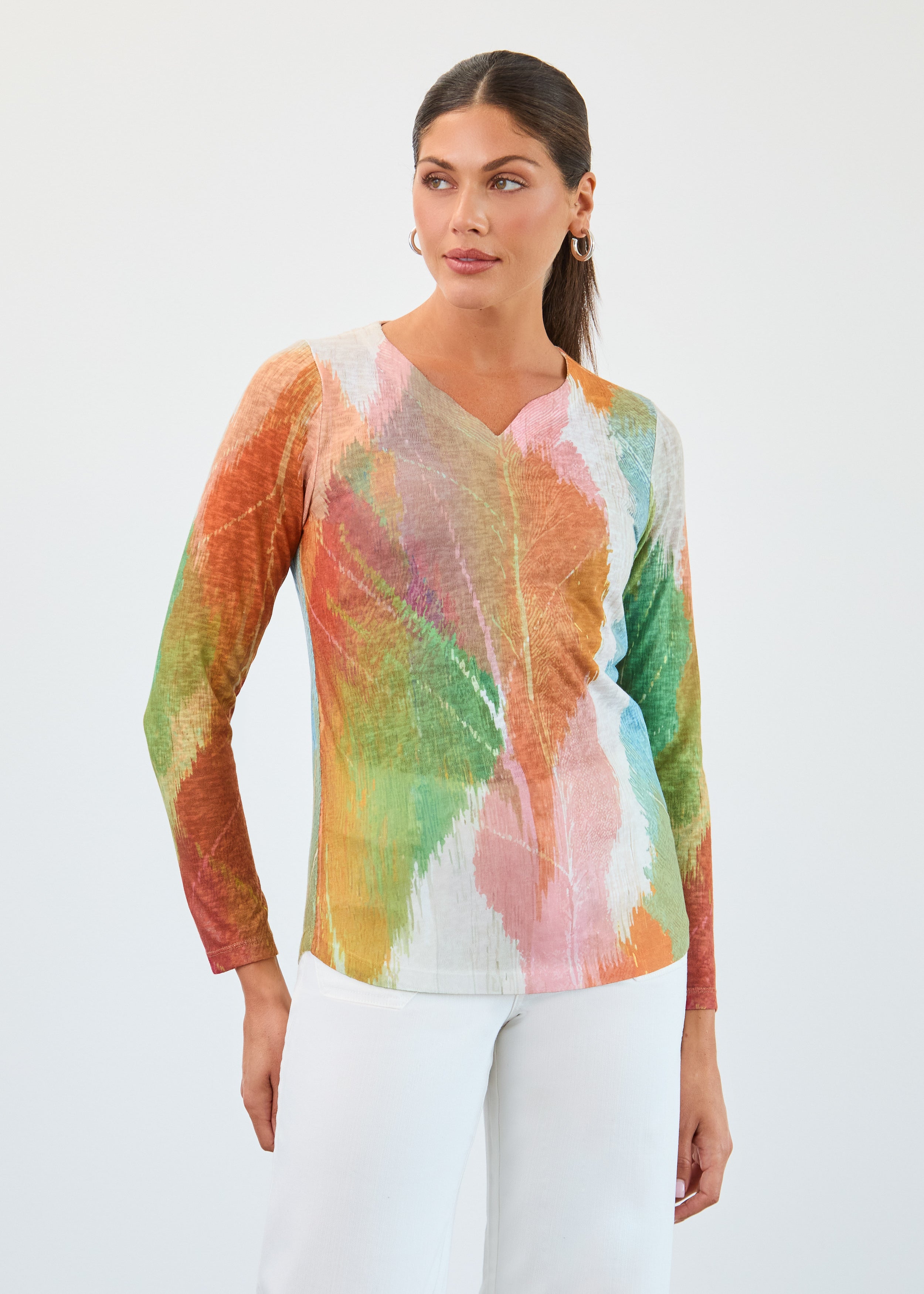 Long sleeve notch neck top