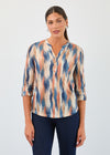 3/4 Sleeve Henley Top, Botany Patchwork