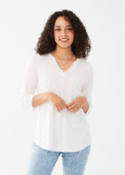 3-4 SLEEVE SPLIT NECK TOP