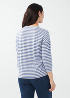 3-4 SLEEVE METALLIC STRIPE TOP