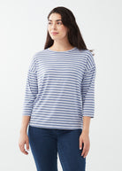 3-4 SLEEVE METALLIC STRIPE TOP