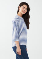 3-4 SLEEVE METALLIC STRIPE TOP