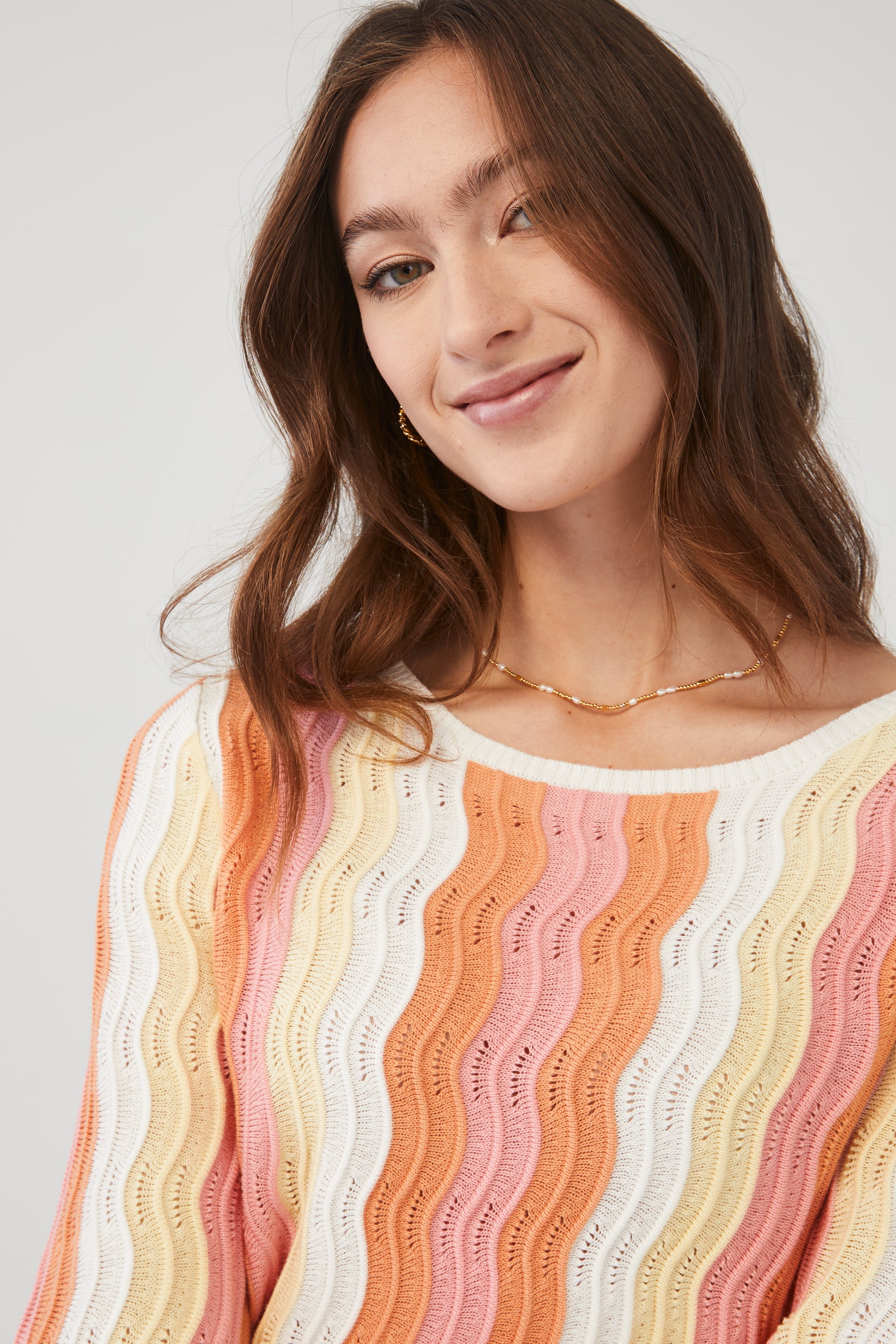 3-4 Sleeve Pointelle Sweater