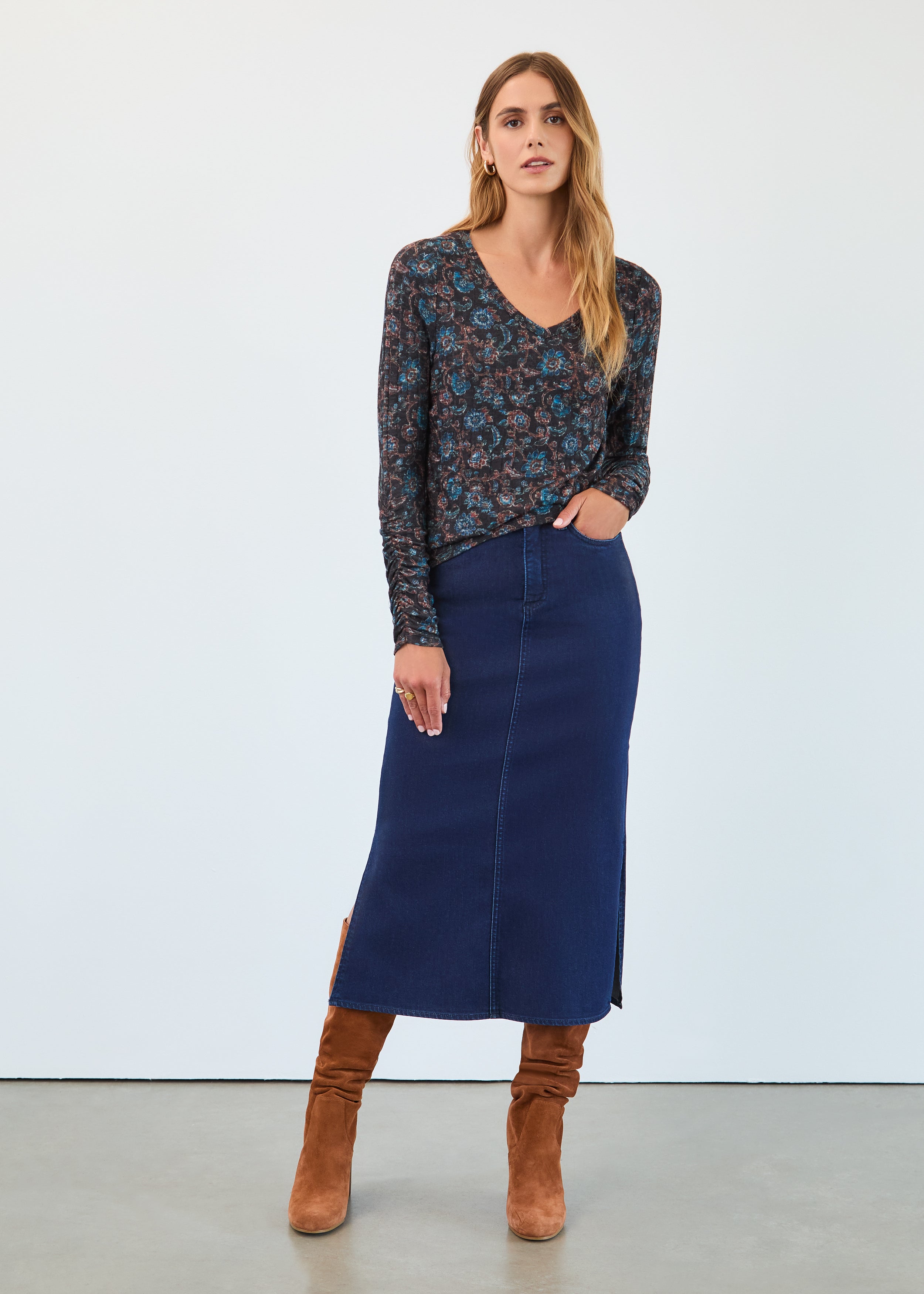 Long sleeve v-neck top