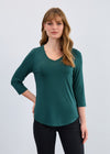 3/4 Sleeve V-Neck Top, Spruce