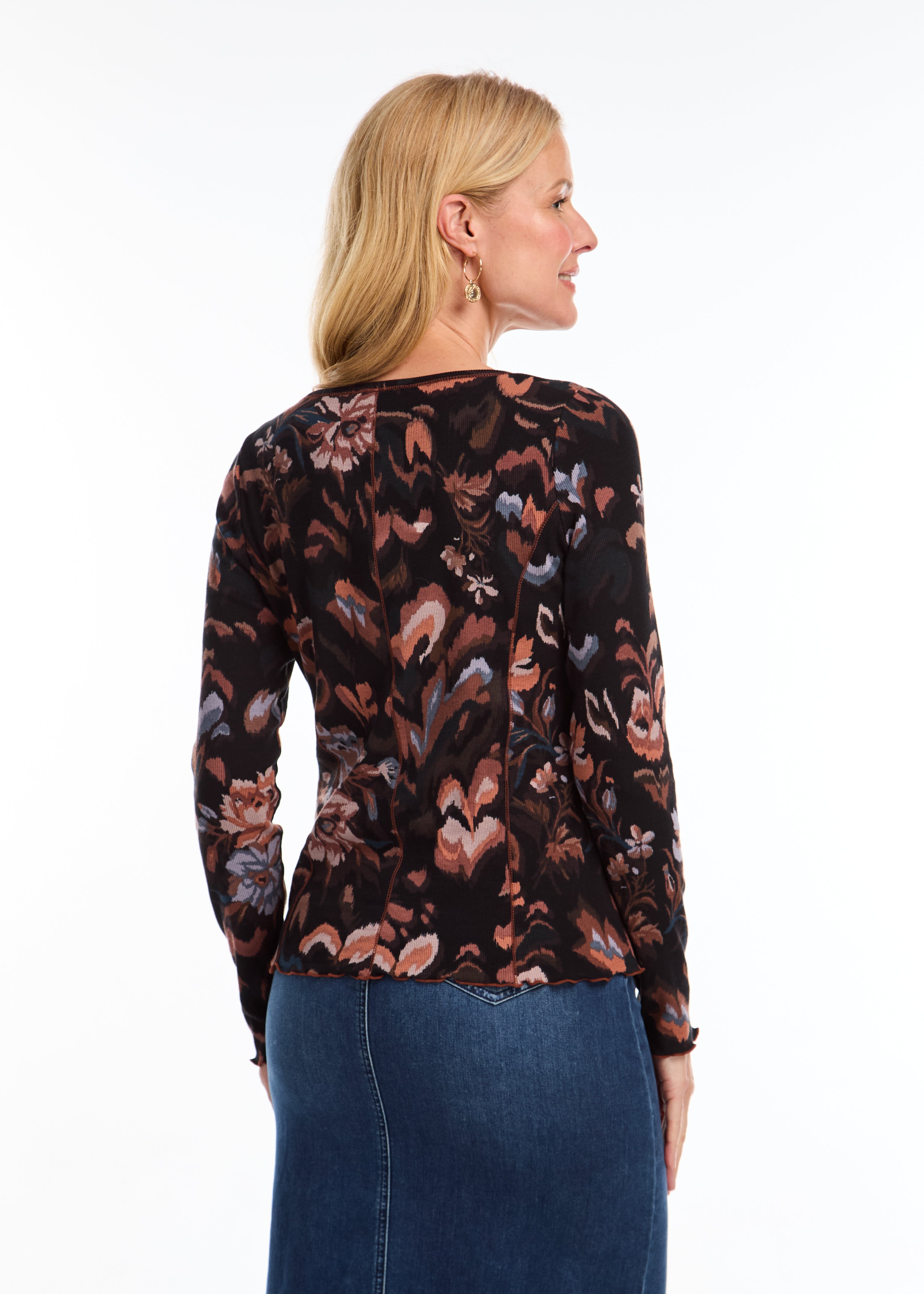 LONG SLEEVE V NECK TOP