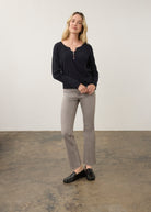 Full view of grey straight ankle denim styled with black top by French Dressing Jeans (FDJ) par French Dressing Jeans (FDJ)