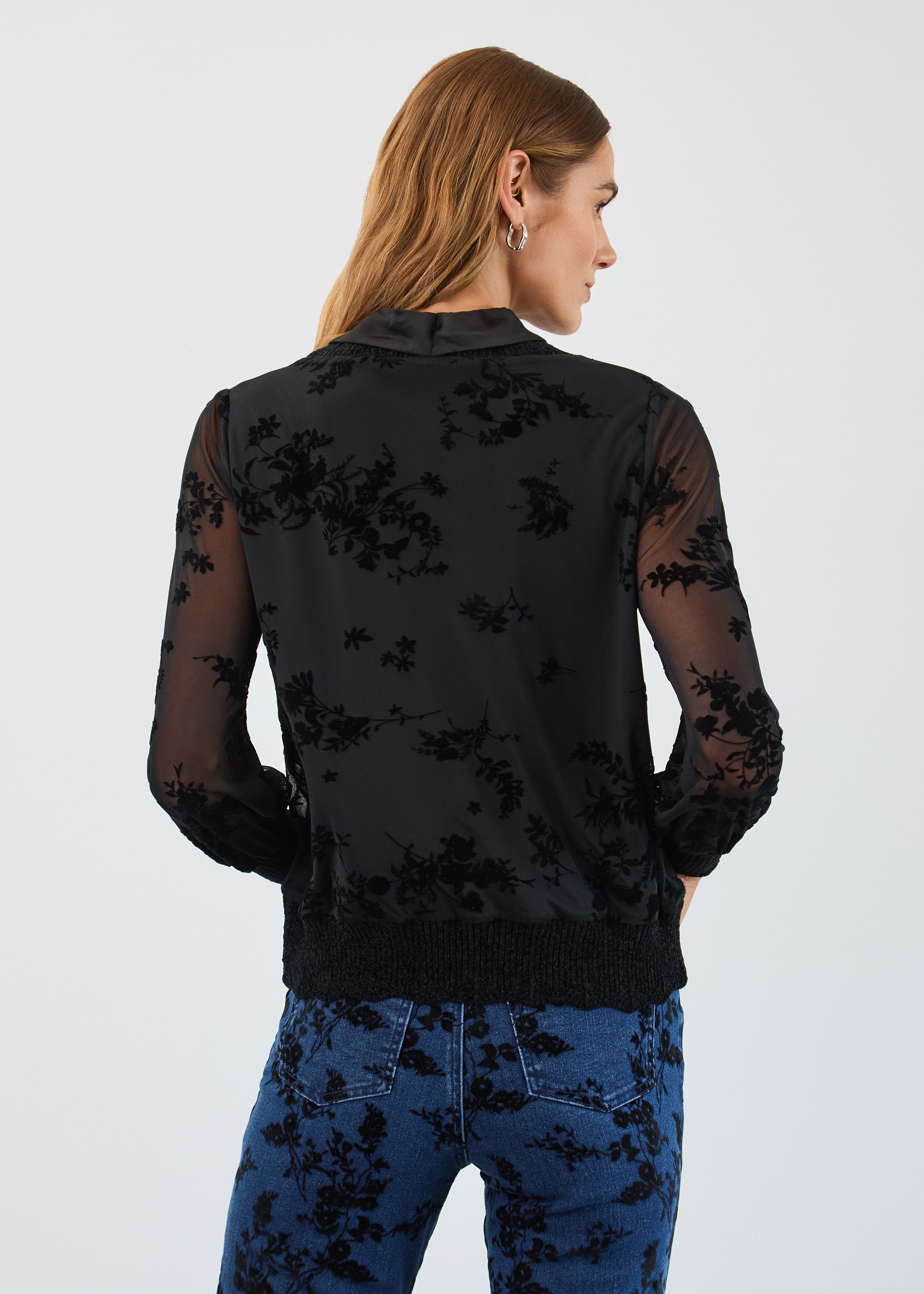 Flocked mesh sweatshirt