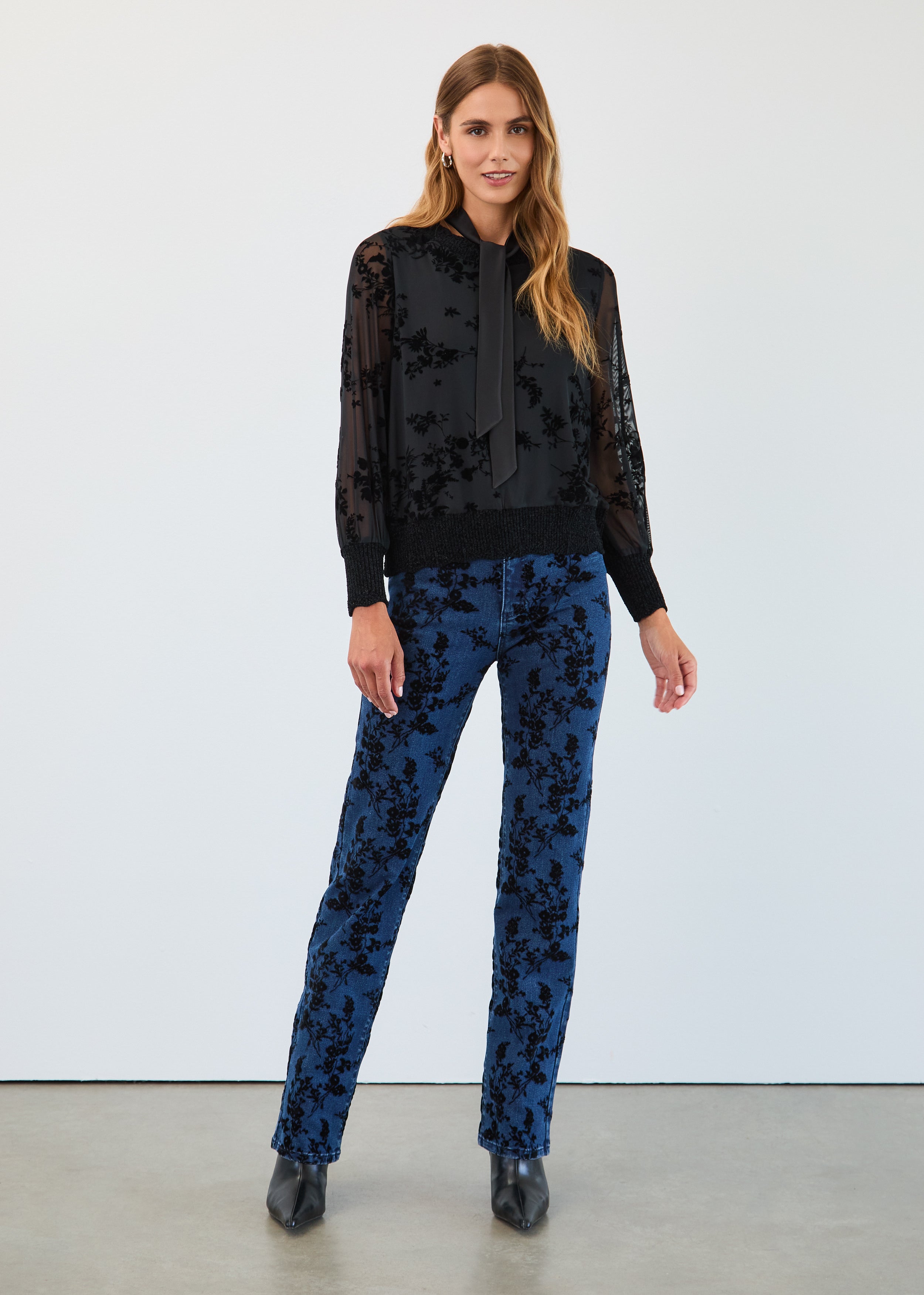 Flocked mesh sweatshirt